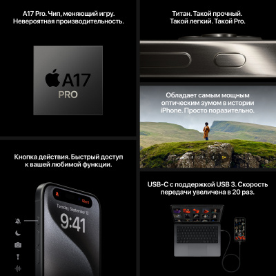 Apple iPhone 15 Pro, 512 ГБ (2 nano sim), титановый белый  7