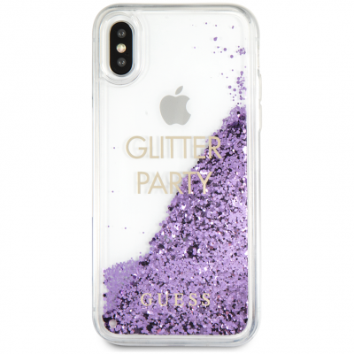 Чехол Guess iPhone X Glitter Shine Hard PC, фиолетовый